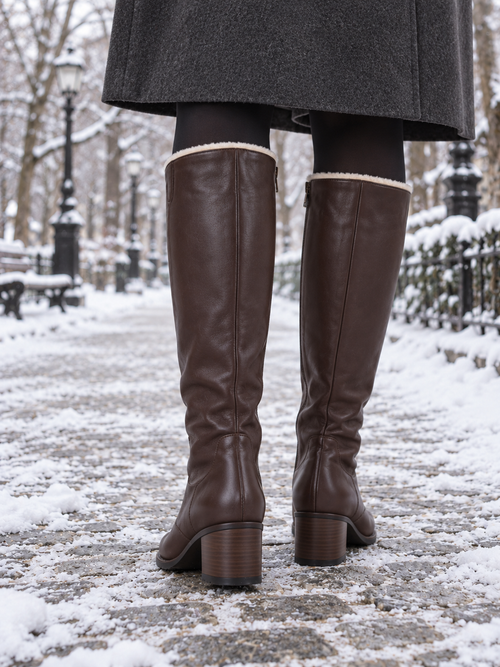 Elin Kniehohe Winterstiefel Dunkelbraun - Rückansicht