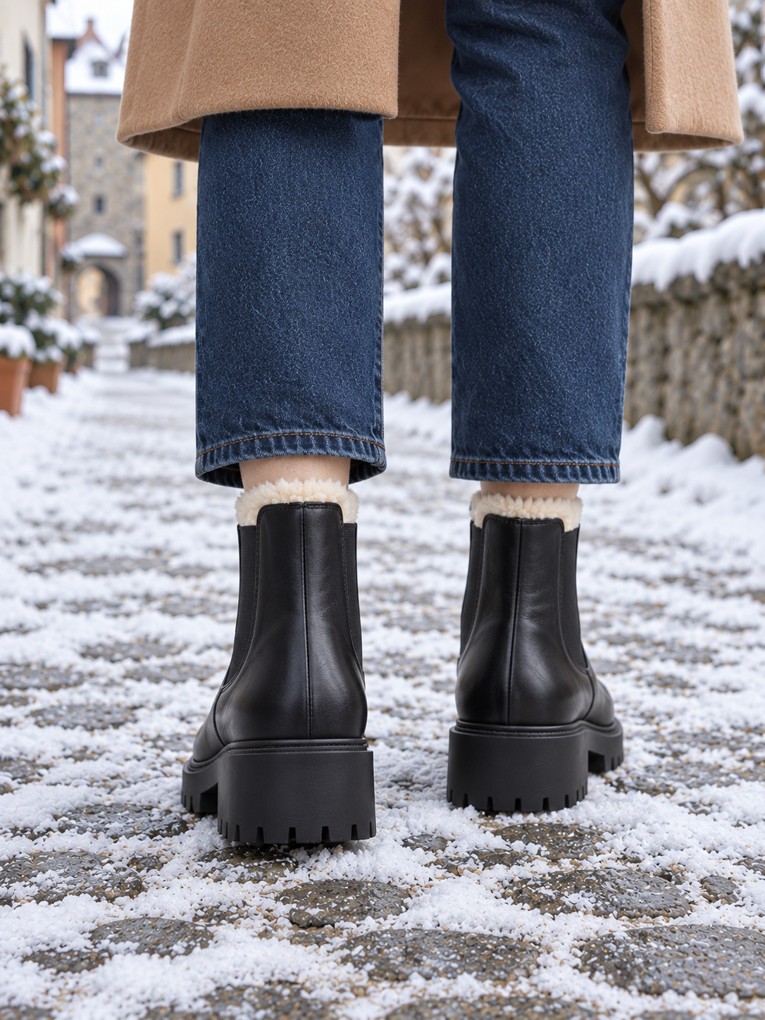 Lina Gefütterte Chelsea Boots Schwarz - Rückansicht