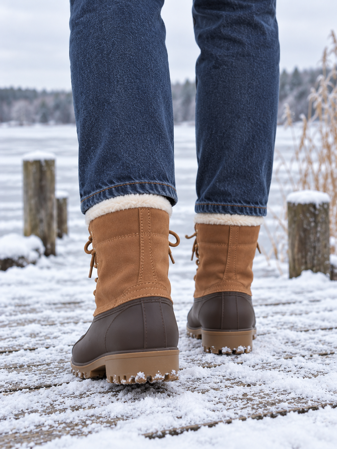 Ronja Gefütterte Duck Boots Braun - Rückansicht