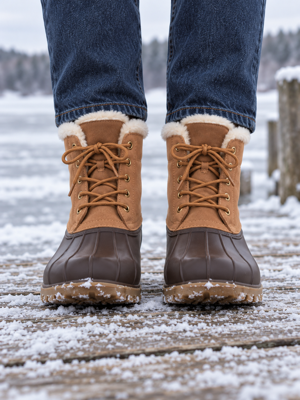 Ronja Gefütterte Duck Boots Braun - Nahaufnahme vorne