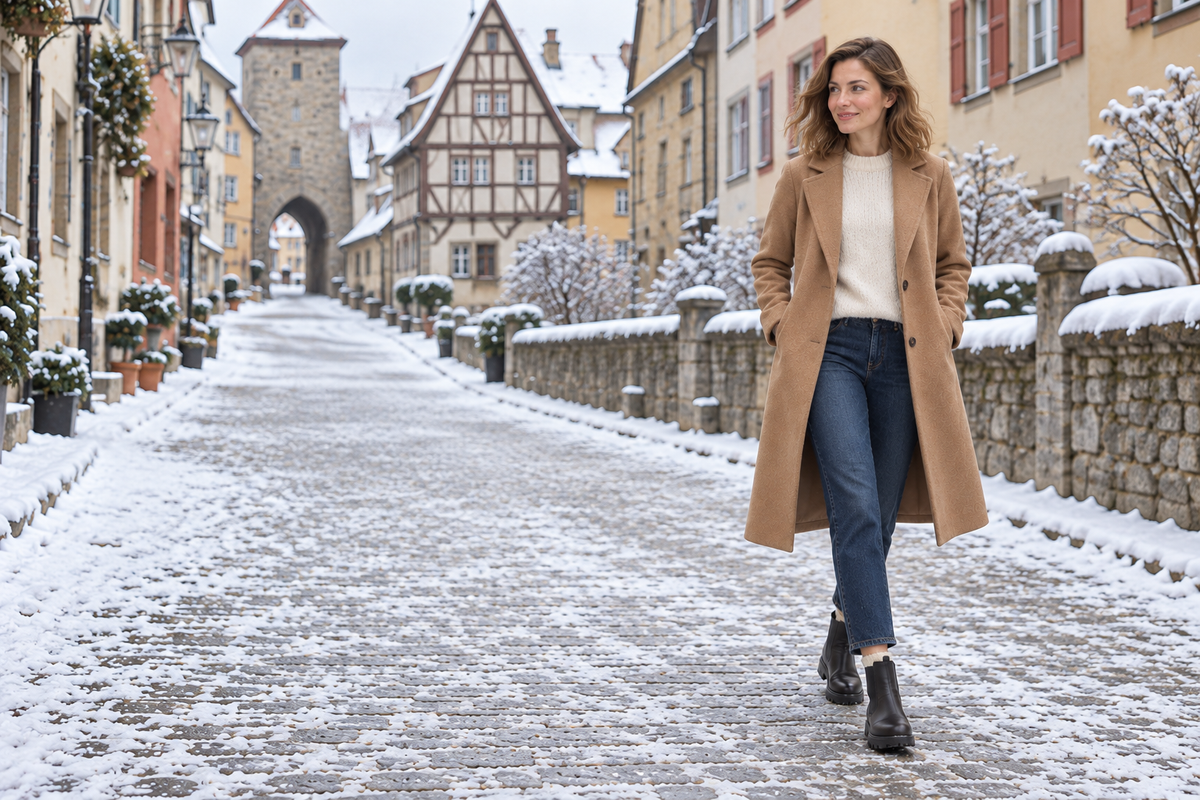 Rovayn Winterstiefel - gefütterte Chelsea Boots in der verschneiten Altstadt