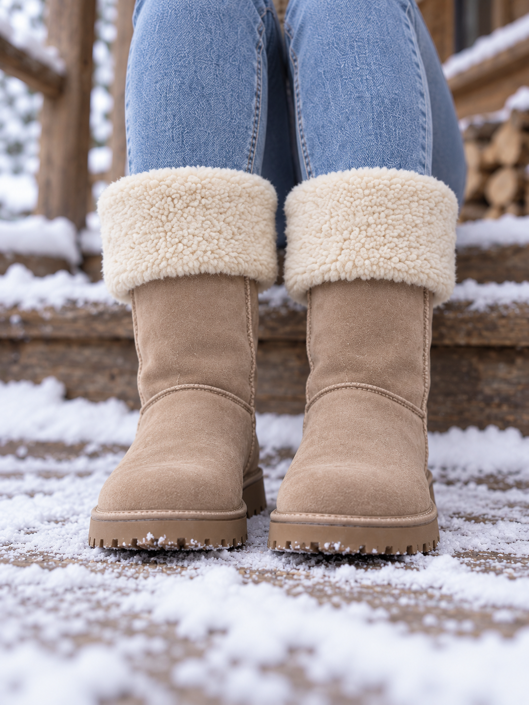 Sanna Winterstiefel mit Teddyfutter Sand - Nahaufnahme vorne