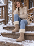 Sanna Winterstiefel mit Teddyfutter Sand - Ansicht schräg vorne getragen
