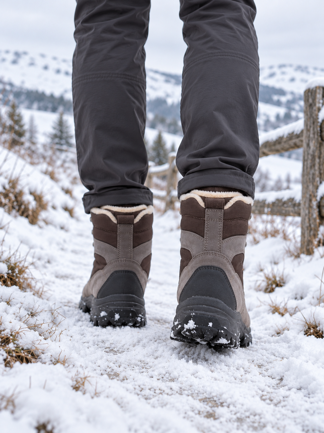 Tove Wasserdichte Winter-Wanderstiefel Grau - Rückansicht
