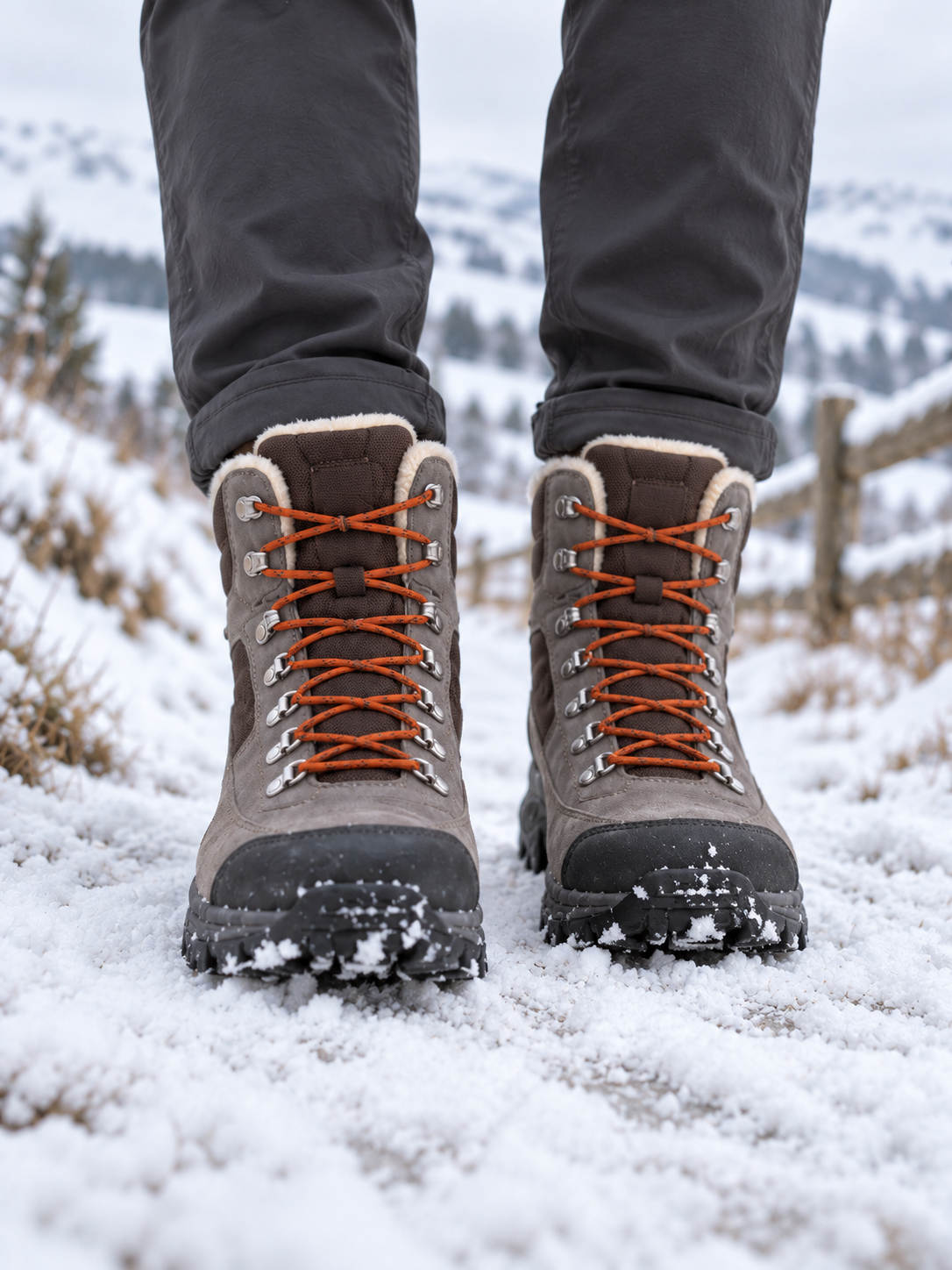 Tove Wasserdichte Winter-Wanderstiefel Grau - Nahaufnahme vorne